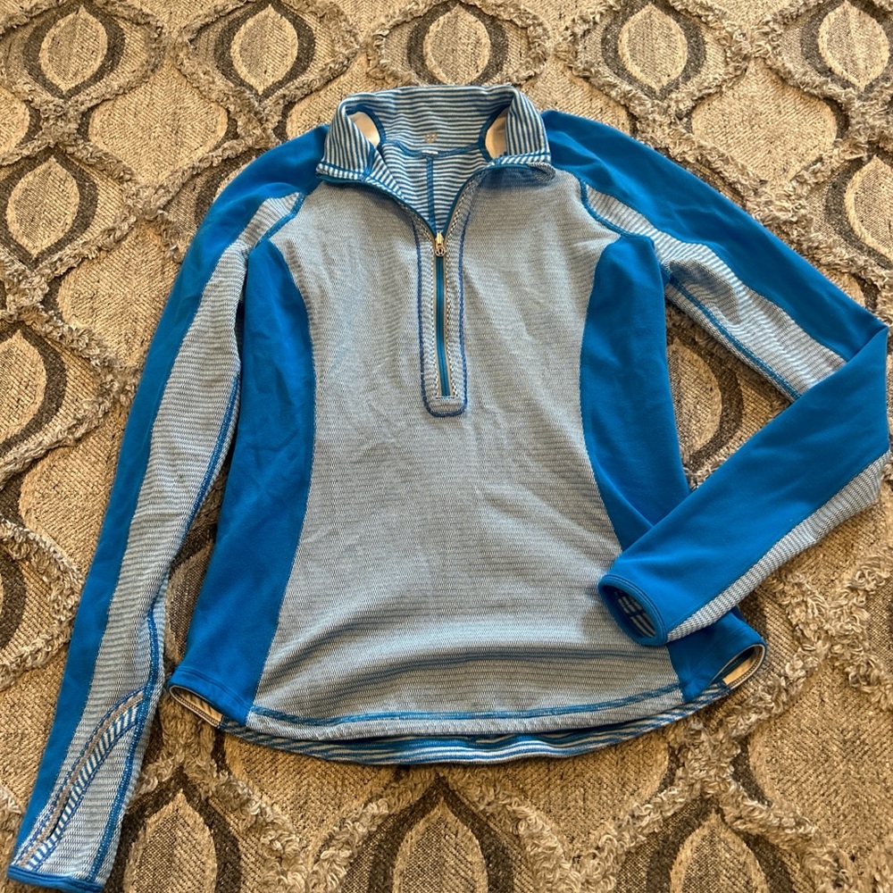 lululemon athletica Blue and white Half-Zip Hoodie u-turn reversible